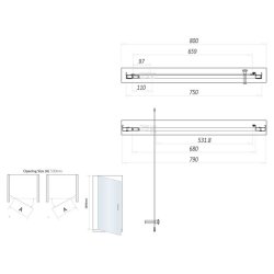 Scudo S6 800mm Brushed Brass Pivot Shower Door