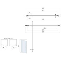 Scudo S6 900mm Brushed Brass Pivot Shower Door