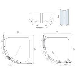 Scudo S6 900mm Brushed Brass Double Door Quadrant Shower Enclosure