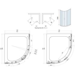 Scudo S8 900 x 760mm Chrome Double Door Offset Quadrant Shower Enclosure