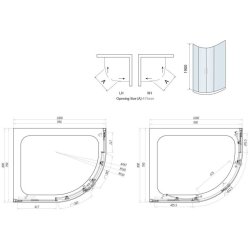 Scudo S8 1000 x 800mm Chrome Double Door Offset Quadrant Shower Enclosure