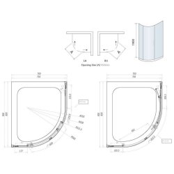 Scudo S8 900 x 760mm Chrome Single Door Offset Quadrant Shower Enclosure