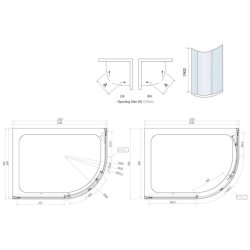 Scudo S8 1200 x 900mm Chrome Single Door Offset Quadrant Shower Enclosure