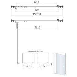 Scudo S8 700mm Chrome Hinge Shower Door