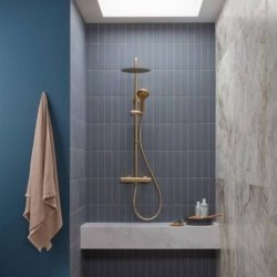 Tavistock Quantum Cool Touch Thermostatic Dual Function Bar Shower System Brushed Brass