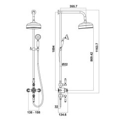 Scudo Traditional Chrome Rigid Riser Shower and Handset