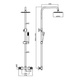 Scudo Core Gunmetal Round Exposed Rigid Riser Shower