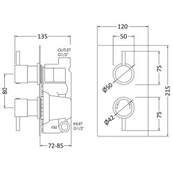 Nuie Round Chrome Thermostatic Twin Shower Valve 