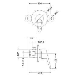 Nuie Round Chrome Manual Concealed or Exposed Shower Valve