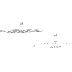 Nuie Square Chrome 300mm LED Fixed Shower Head