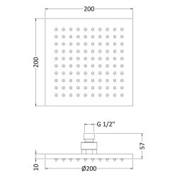 Nuie Square Chrome 200mm LED Fixed Shower Head