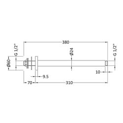 Nuie Round Chrome 300mm Ceiling Mounted Shower Arm