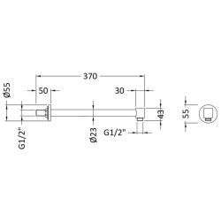 Nuie Round Chrome Wall Mounted Shower Arm