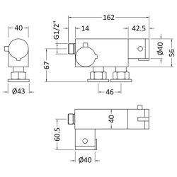 Nuie Round Chrome Vertical Thermostatic Shower Bar Valve