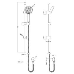 Nuie Round Chrome Slide Rail Kit with Single Function Handset