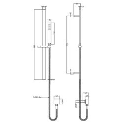 Nuie Rectangular Chrome Slide Rail Kit with Outlet Elbow