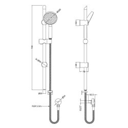 Nuie Round Chrome Water Saving Slide Rail Kit