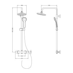 Nuie Round Chrome Thermostatic Bar Shower with Telescopic Kit