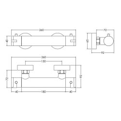 Nuie Arvan Round Chrome Thermostatic Shower Bar Valve