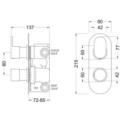 Nuie Binsey Chrome Thermostatic Twin Valve with Diverter