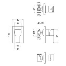 Nuie Sanford Chrome Manual Shower Valve