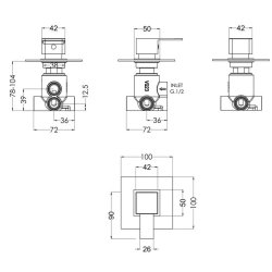 Nuie Sanford Chrome Multiple Way Diverter Valve