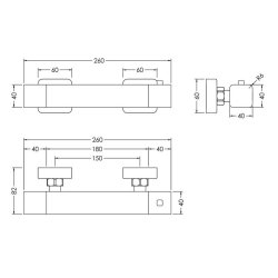 Nuie Windon Square Chrome Thermostatic Shower Bar Valve