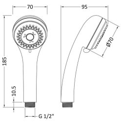 Nuie Chrome Three Function Shower Handset