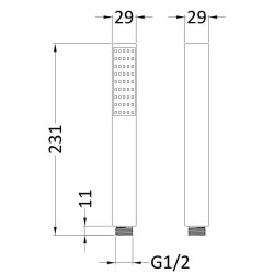 Nuie Rectangular Matt Black Minimalist Shower Handset