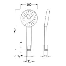 Nuie Chrome Single Function Water Saving Shower Handset