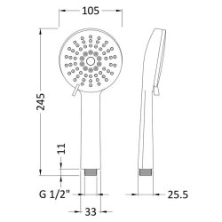 Nuie Chrome Multi Function Water Saving Shower Handset