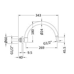 Nuie Curved Chrome Wall Mounted Shower Arm