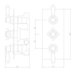 Nuie Victorian Chrome Thermostatic Triple Shower Valve