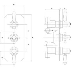 Nuie Victorian Chrome Thermostatic Triple Concealed Shower Valve