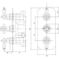 Nuie Edwardian Chrome Thermostatic Triple Shower Valve