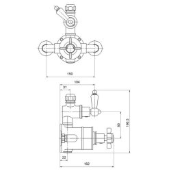 Nuie Edwardian Chrome Exposed Thermostatic Twin Shower Valve