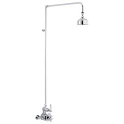 Nuie Edwardian Chrome Exposed Thermostatic Twin Shower Valve with Rigid Riser