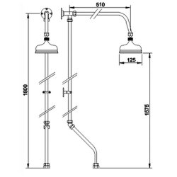 Nuie Traditional Chrome Bath Shower Mixer Rigid Riser Kit with Swivel Spout