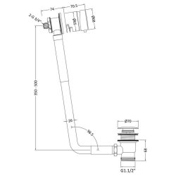 Nuie Round Chrome Single Lever Freeflow Bath Filler and Waste