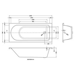 Nuie Barmby 1600 x 700mm Round Single Ended Bath