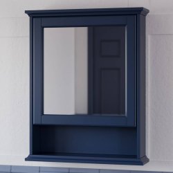 Burlington 600mm Single Door Mirrored Bathroom Cabinet in Blue