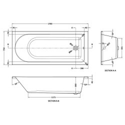 Nuie Barmby 1700 x 750mm Round Eternalite Single Ended Bath