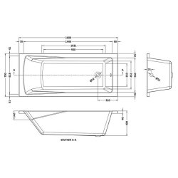 Nuie Linton 1600 x 700mm Round Single Ended Bath