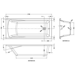 Nuie Linton 1700 x 750mm Round Eternalite Single Ended Bath