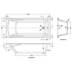 Nuie Linton 1800 x 800mm Round Eternalite Single Ended Bath