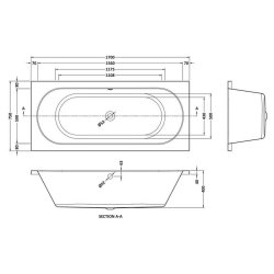 Nuie Otley 1700 x 750mm Round Double Ended Bath