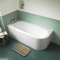 Nuie Crescent 1700 x 725mm LH Back to Wall Corner Bath with Panel