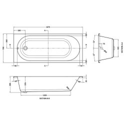 Nuie Imperial 1675 x 700mm Round Single Ended Bath