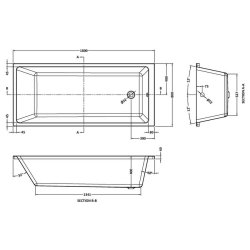 Nuie Thin Edge 1800 x 800mm Square Single Ended Bath