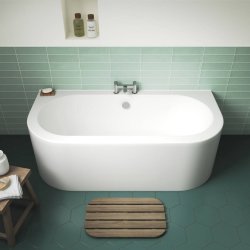 Nuie Shingle 1700 x 750mm Curved Back to Wall Bath with Panel